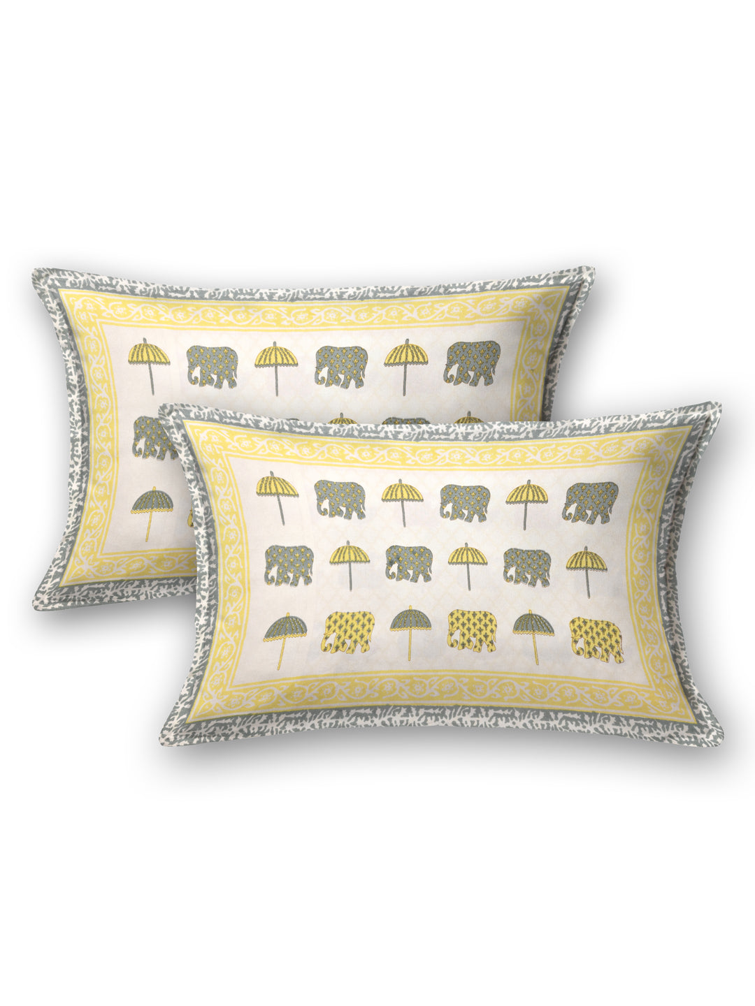 Extra Soft Percale Cotton Double King Handblock Print Bedsheet with 2 Pillow Covers