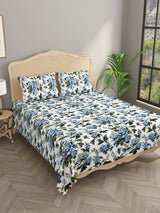 Premium Glaze Cotton Floral Print Super King Bedsheet with 2 Pillow Covers