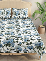 Premium Glaze Cotton Floral Print Super King Bedsheet with 2 Pillow Covers