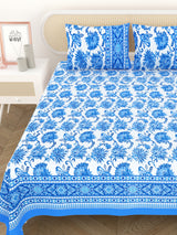 Cotton Printed Bedsheet with 2 Pillow Covers - (108 x 108 Inch)