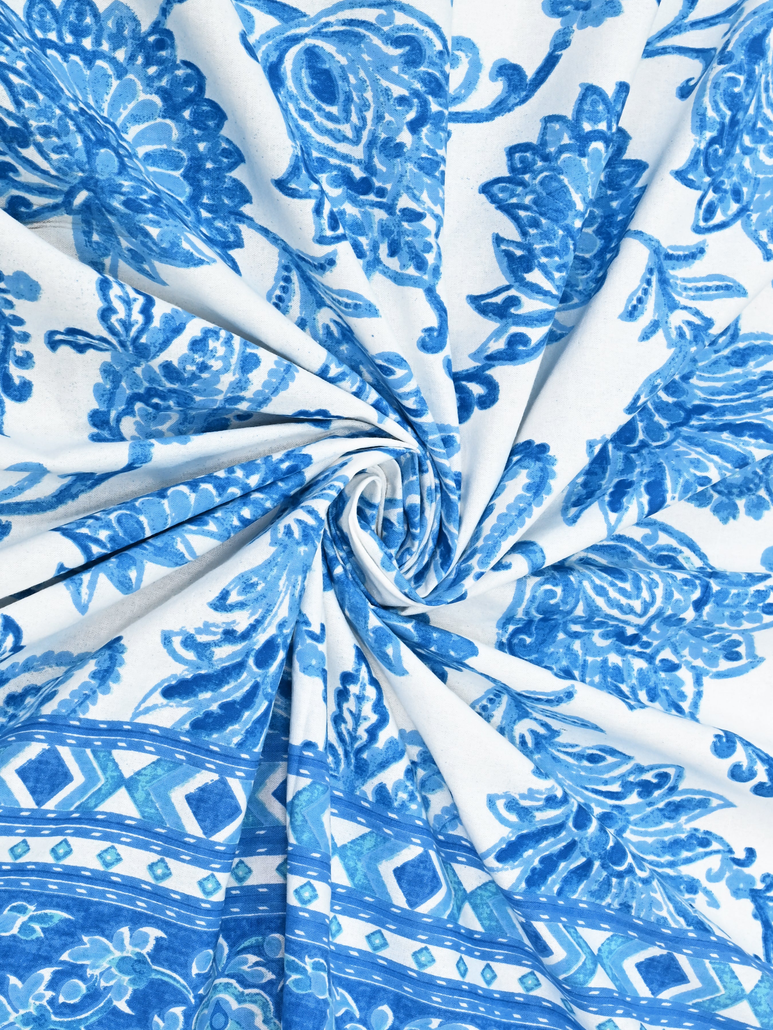 Cotton Printed Bedsheet with 2 Pillow Covers - (108 x 108 Inch)