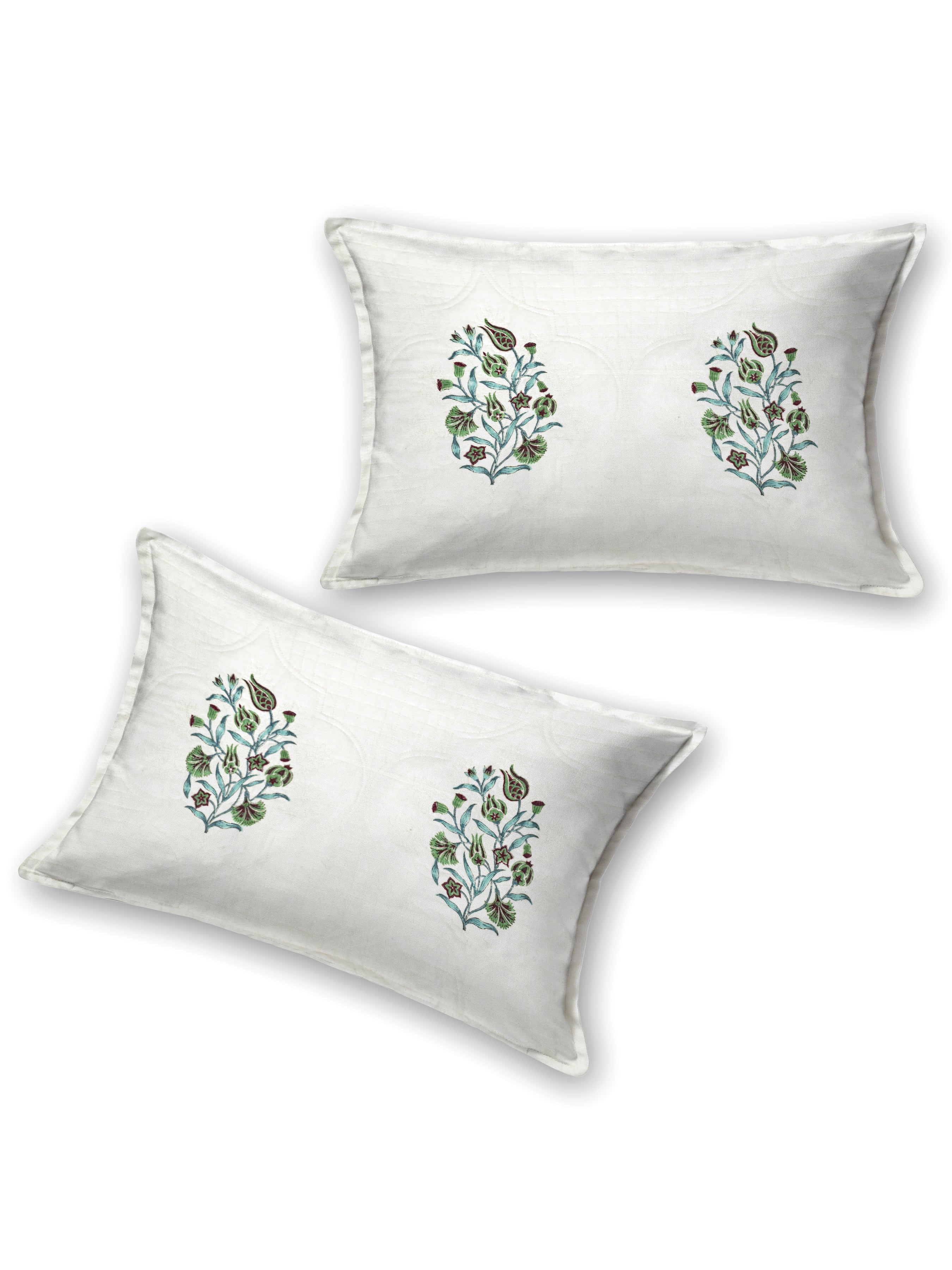 Quilted Floral Printed Reversible Bedcover with 2 Pillow Covers