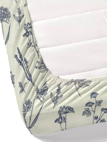 Polycotton Floral Printed Fitted Bedsheets with elastic and 2 Pillow Covers