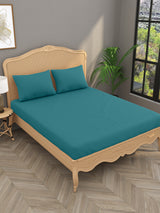 Luxury 400 TC Solid Cotton Bedsheet – 108 x 108 Inches with 2 Pillow Covers | Premium Cotton Comfort