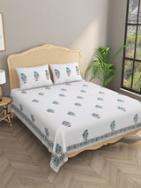 Double King Handblock Print Bedsheet with 2 Pillow Covers