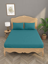 Luxury 400 TC Solid Cotton Bedsheet – 108 x 108 Inches with 2 Pillow Covers | Premium Cotton Comfort