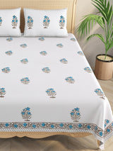 Double King Handblock Print Bedsheet with 2 Pillow Covers