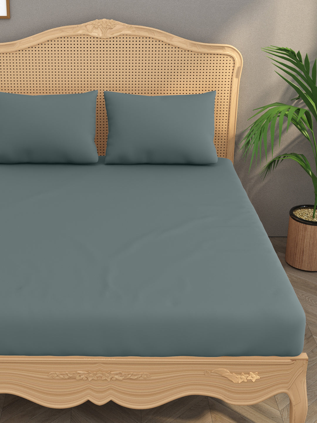 Luxury 400 TC Solid Cotton Bedsheet – 108 x 108 Inches with 2 Pillow Covers | Premium Cotton Comfort