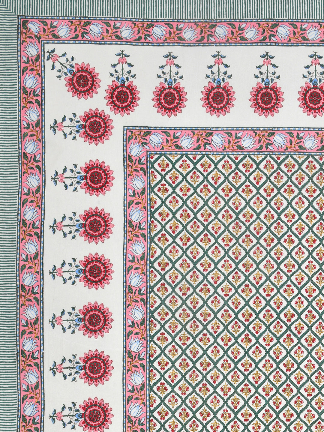 Diwali Gift Box | 1 Double Bedsheet, 1 Pair Door Hanging, 1 Metal Urli, 2 Laddoo Candles