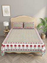 Diwali Gift Box | 1 Double Bedsheet, 1 Pair Door Hanging, 1 Metal Urli, 2 Laddoo Candles