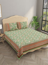 Floral Print Cotton Super King Bedsheet with 2 Reversible Pillow Covers