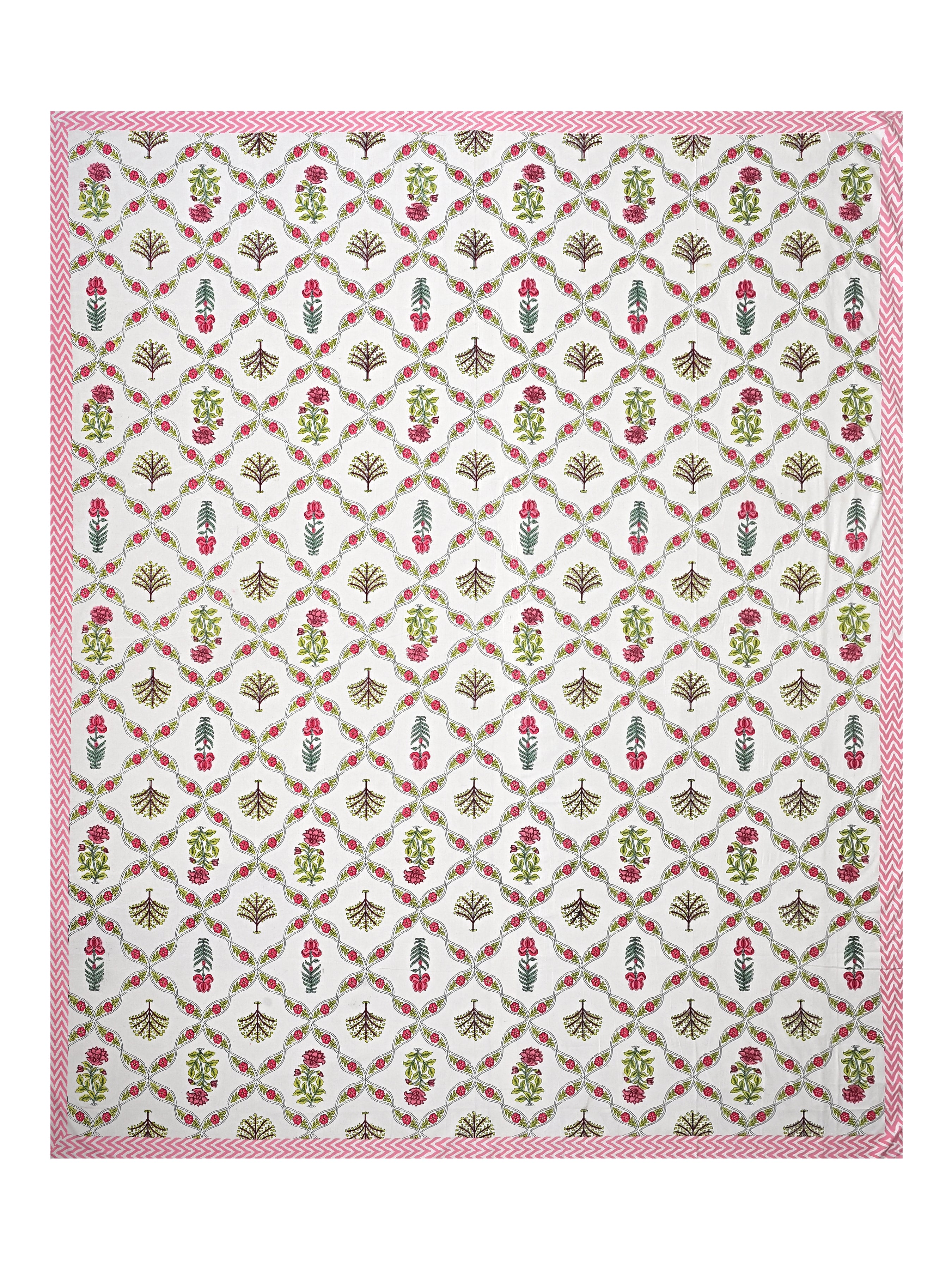 Floral Print Cotton Double King Bedsheet with 2 Pillow Covers