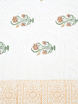 Quilted Floral Printed Reversible Bedcover with 2 Pillow Covers
