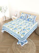 Cotton Printed Bedsheet with 2 Pillow Covers - (108 x 108 Inch)