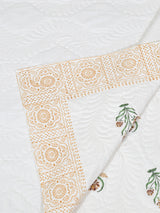 Quilted Floral Printed Reversible Bedcover with 2 Pillow Covers