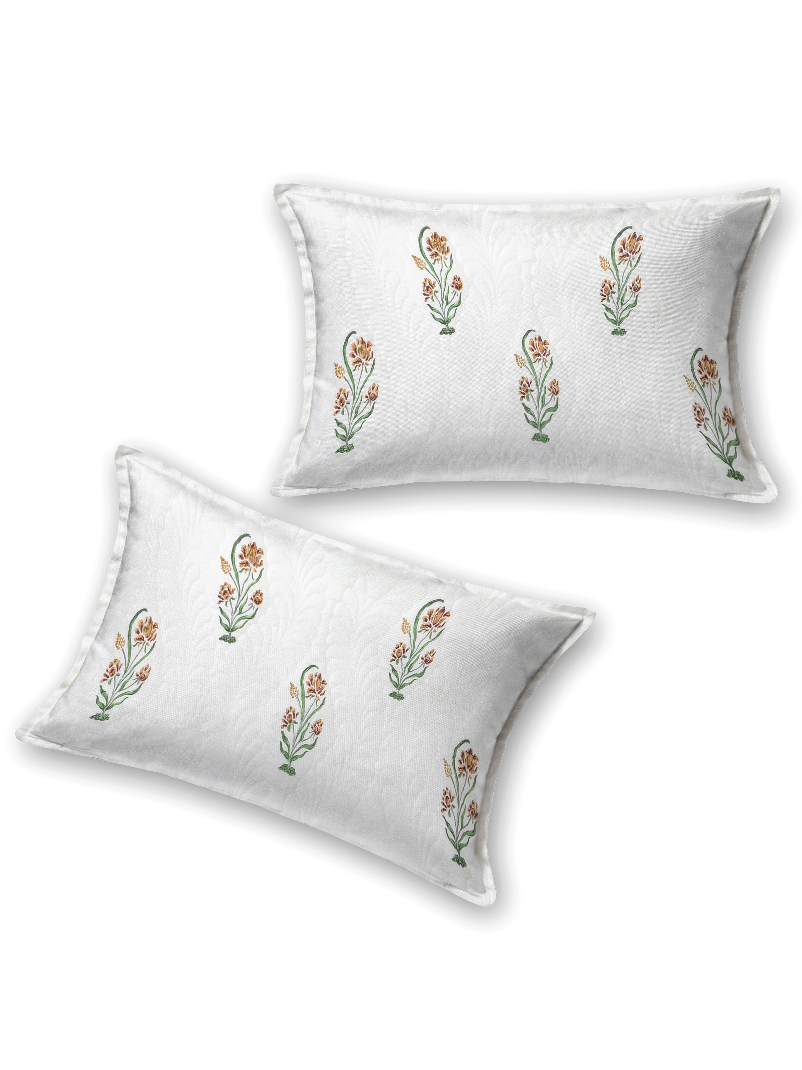 Quilted Floral Printed Reversible Bedcover with 2 Pillow Covers