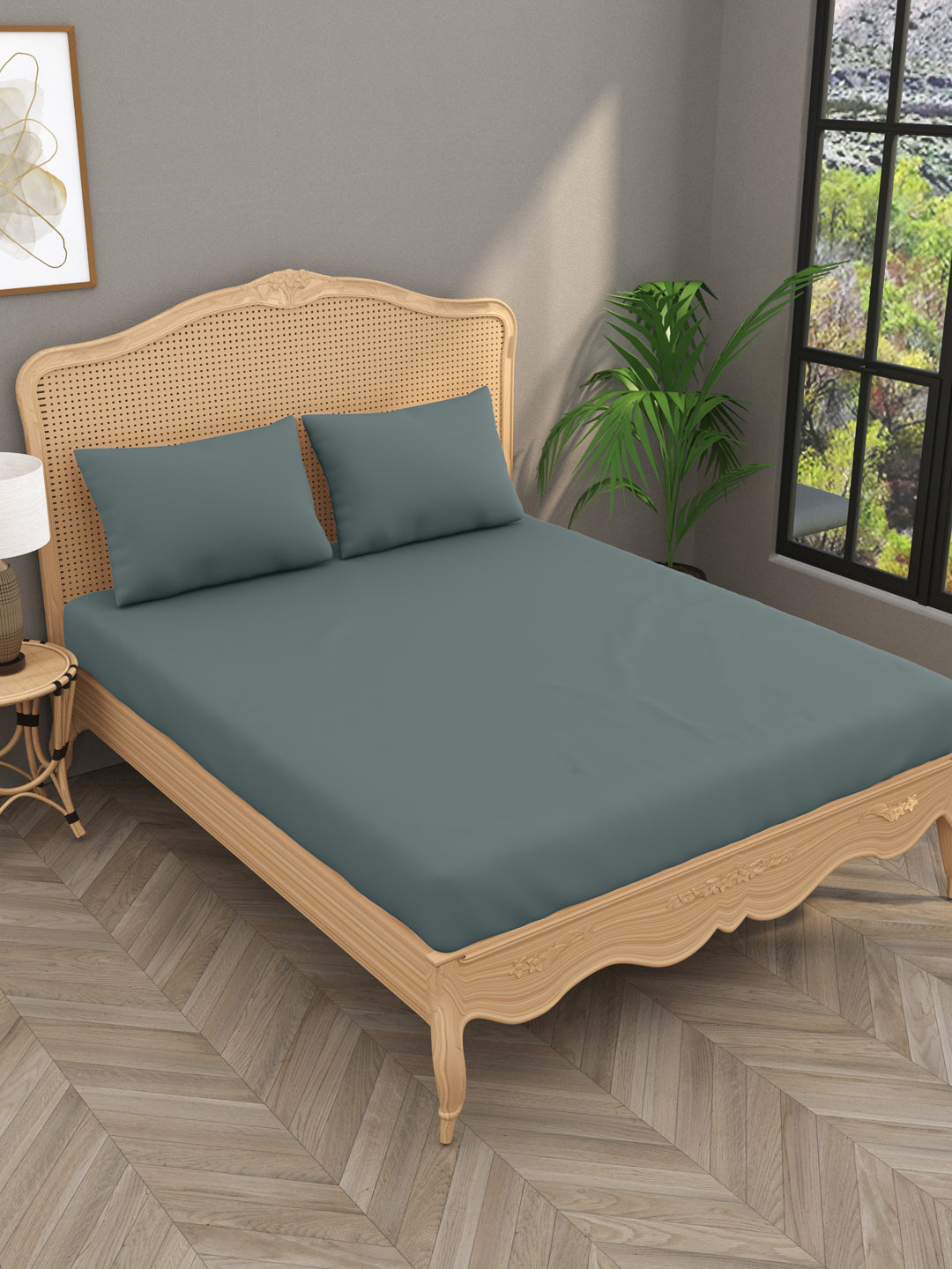 Luxury 400 TC Solid Cotton Bedsheet – 108 x 108 Inches with 2 Pillow Covers | Premium Cotton Comfort
