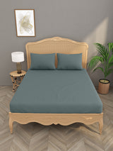 Luxury 400 TC Solid Cotton Bedsheet – 108 x 108 Inches with 2 Pillow Covers | Premium Cotton Comfort