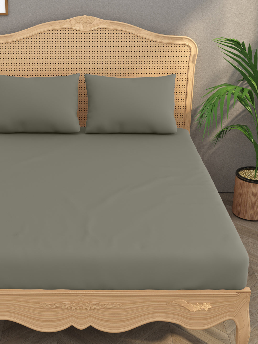 Luxury 400 TC Solid Cotton Bedsheet – 108 x 108 Inches with 2 Pillow Covers | Premium Cotton Comfort