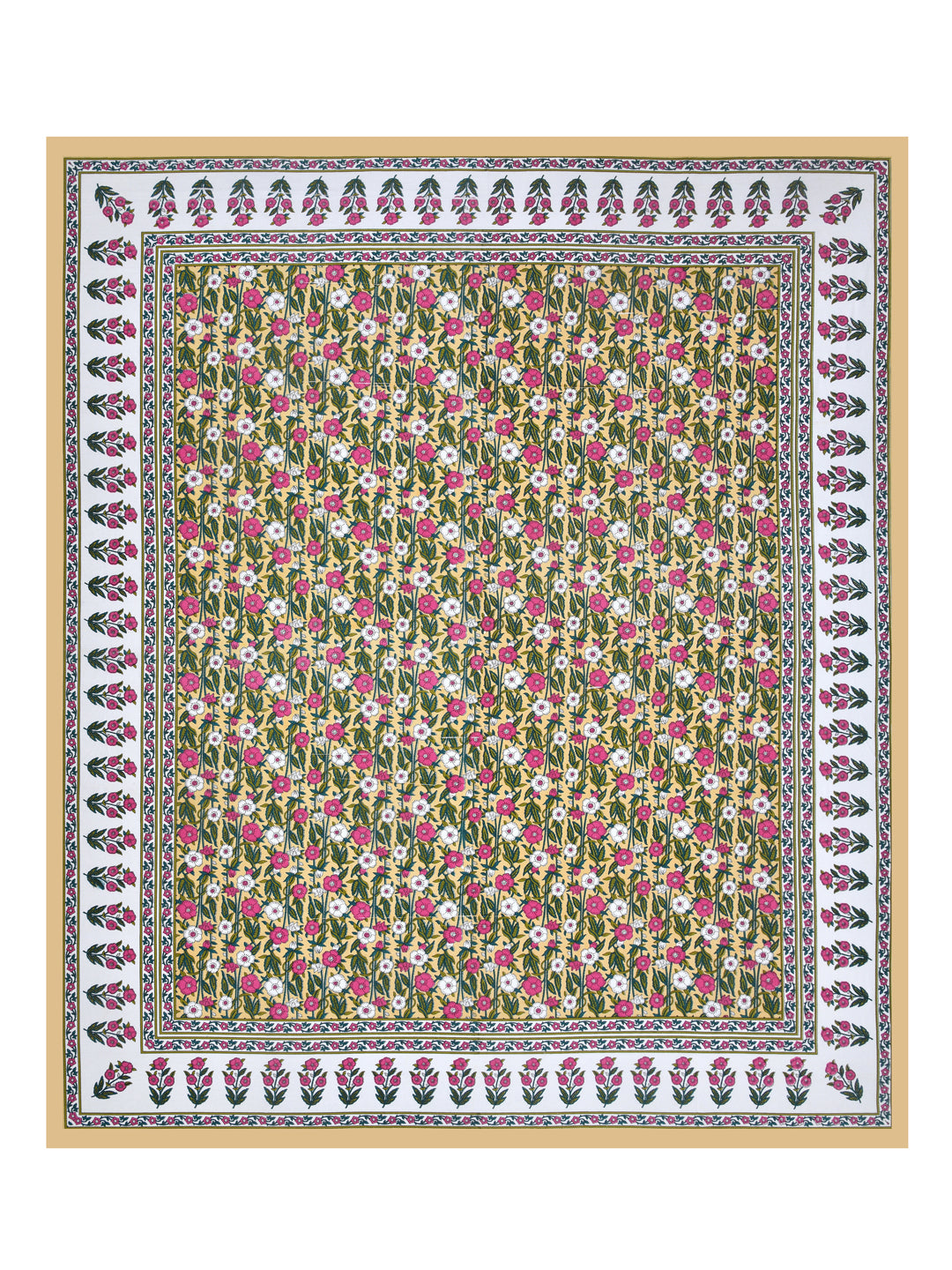 Floral Print Cotton Double King Bedsheet with 2 Pillow Covers