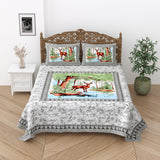 Floral Print Cotton Double King Bedsheet with 2 Pillow Covers