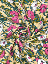 Floral Print Cotton Double King Bedsheet with 2 Pillow Covers