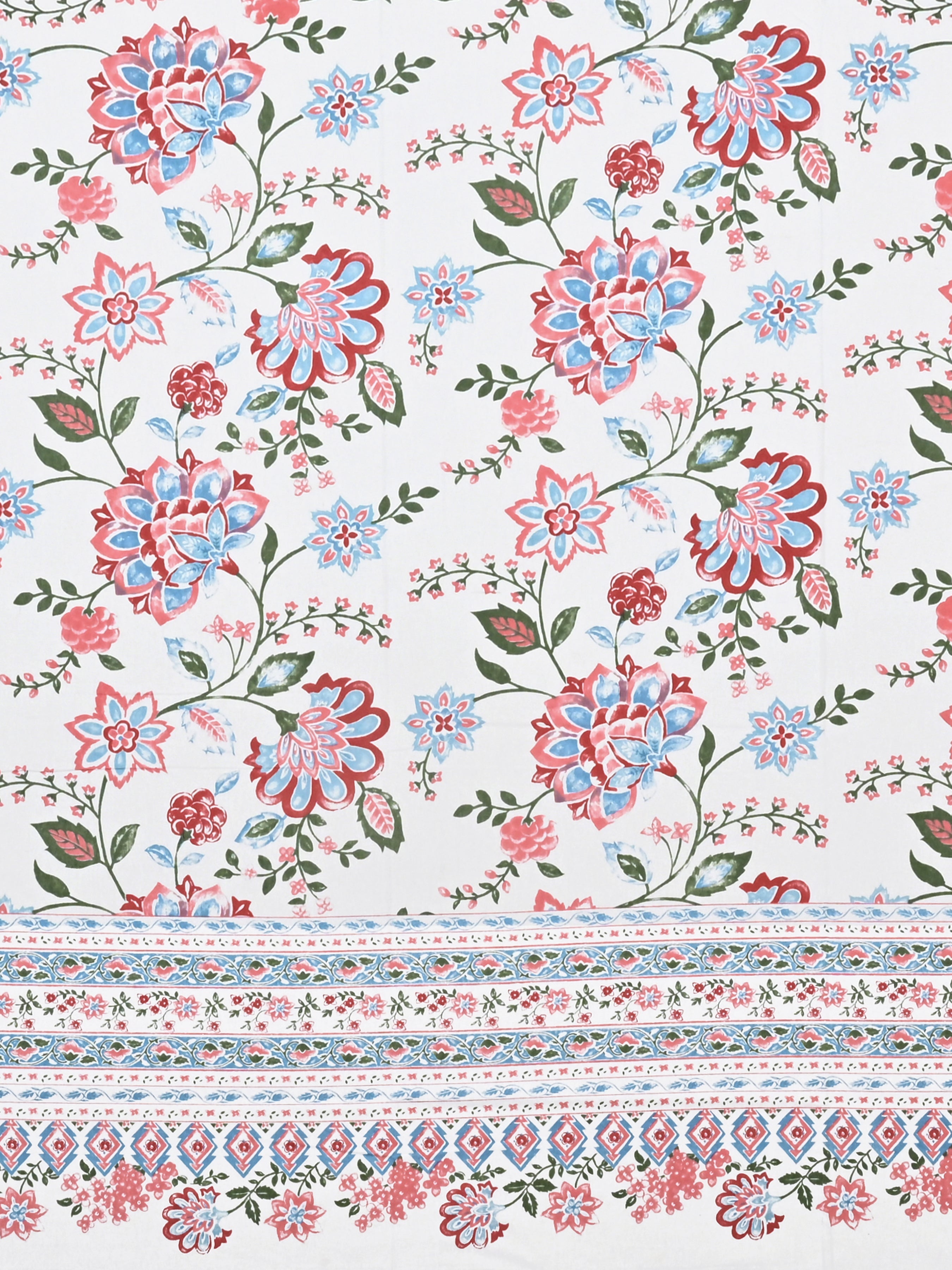 Cotton Printed Bedsheet with 2 Pillow Covers - (108 x 108 Inch)