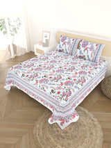 Cotton Printed Bedsheet with 2 Pillow Covers - (108 x 108 Inch)