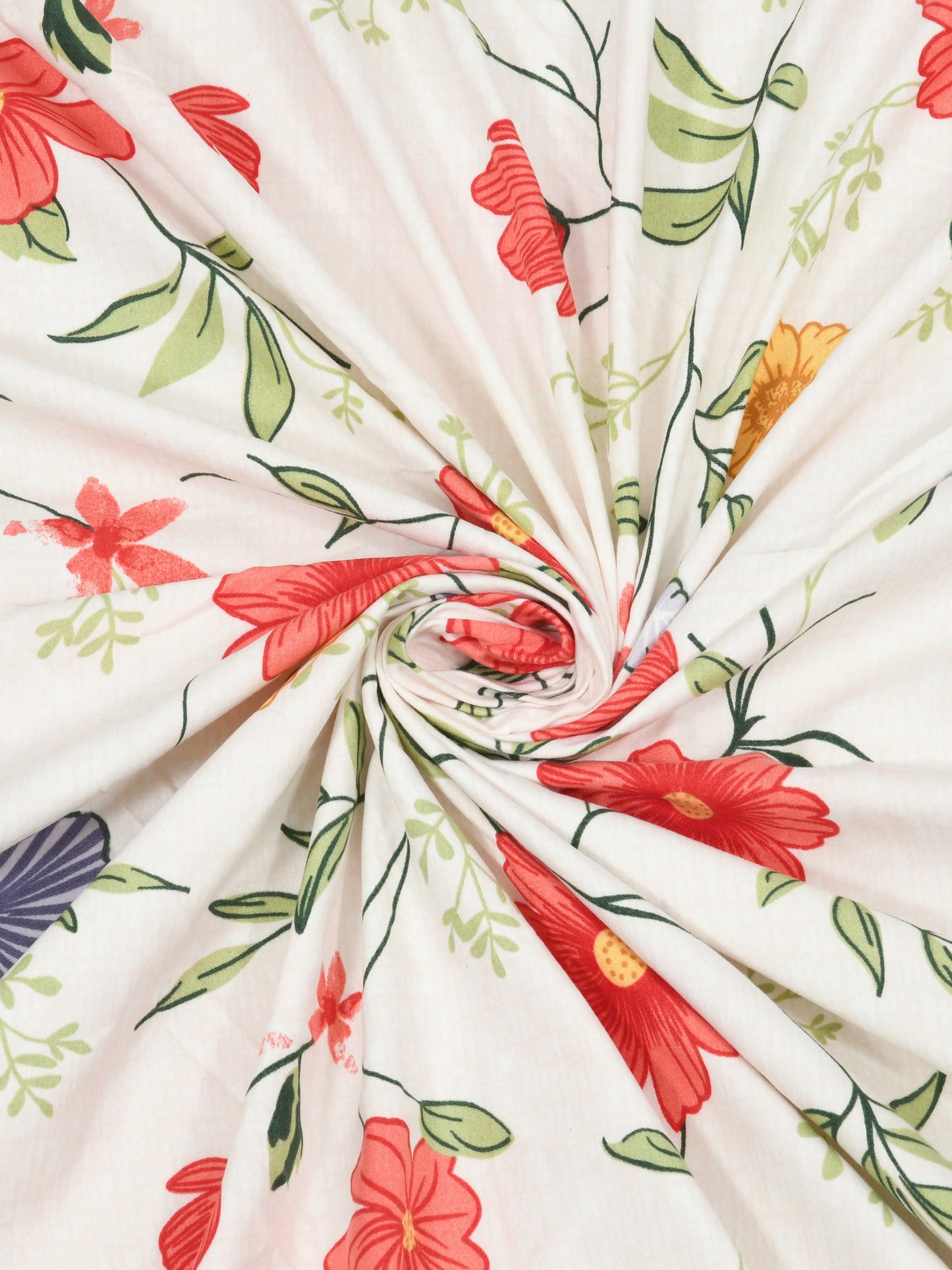 Polycotton Floral Printed Fitted Bedsheets with elastic and 2 Pillow Covers