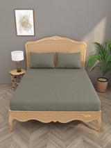 Luxury 400 TC Solid Cotton Bedsheet – 108 x 108 Inches with 2 Pillow Covers | Premium Cotton Comfort