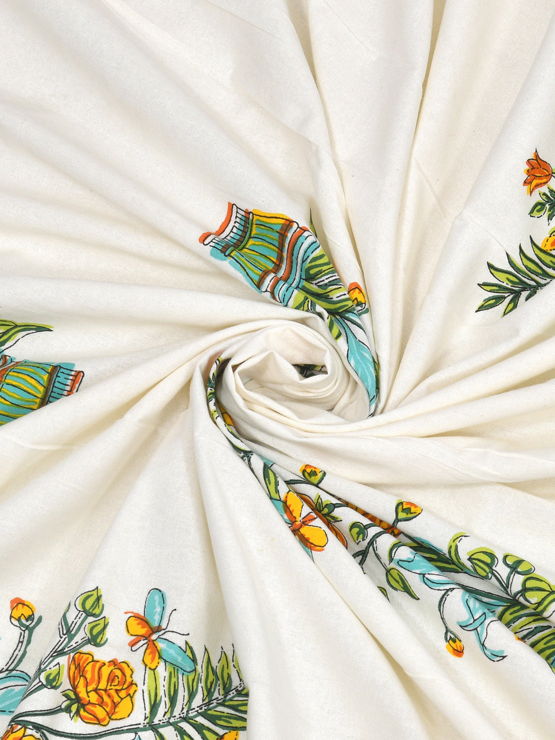 Floral Print Cotton Double King Bedsheet with 2 Pillow Covers