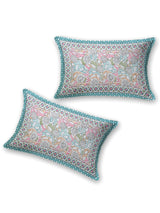 Floral Print Cotton Double King Bedsheet with 2 Pillow Covers