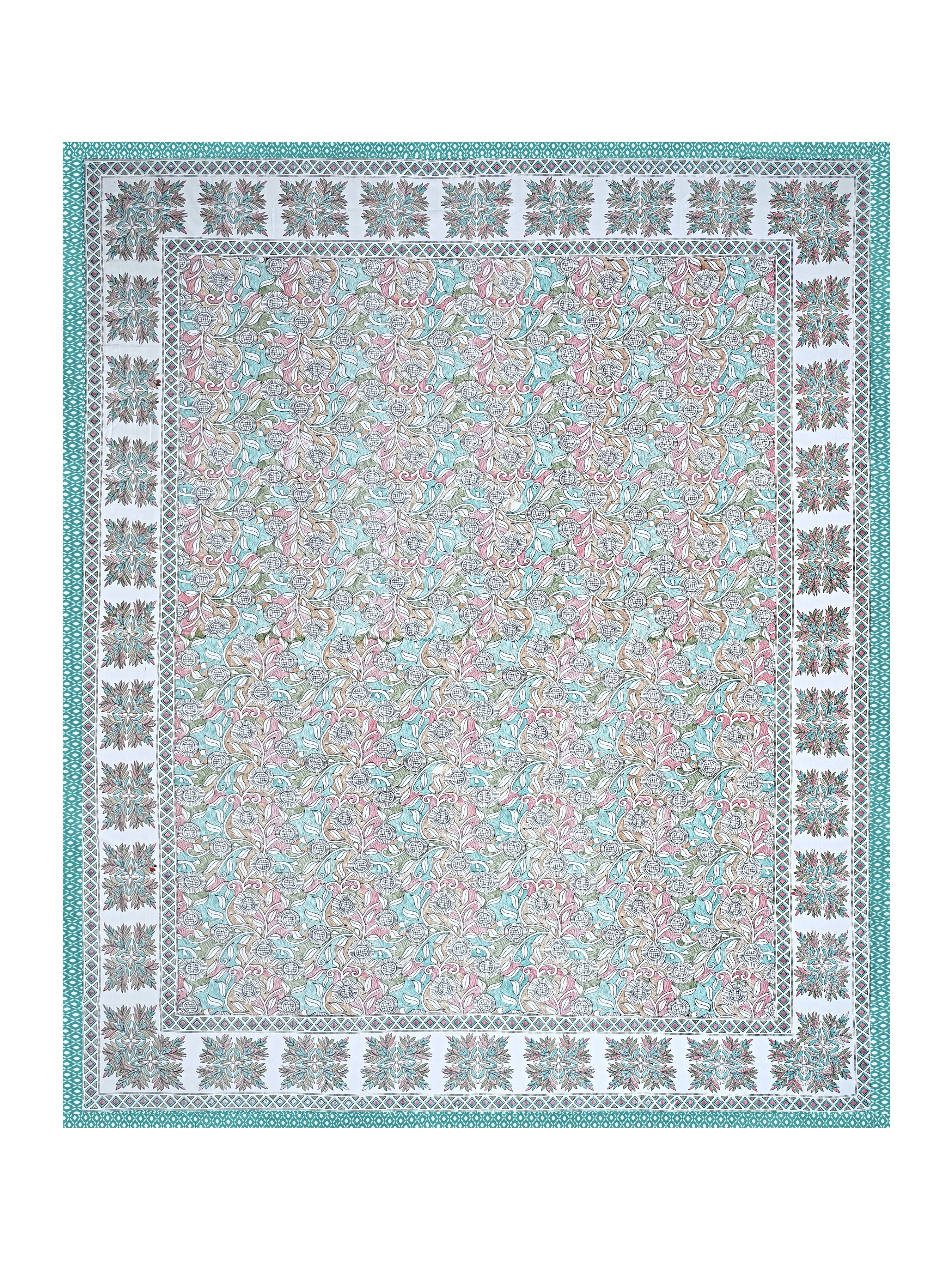 Floral Print Cotton Double King Bedsheet with 2 Pillow Covers