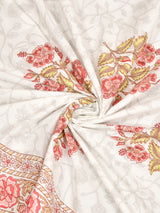 Extra Soft Percale Cotton Double King Floral Print Bedsheet with 2 Pillow Covers