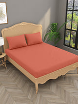 Luxury 400 TC Solid Cotton Bedsheet – 108 x 108 Inches with 2 Pillow Covers | Premium Cotton Comfort