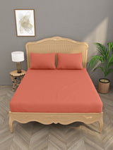 Luxury 400 TC Solid Cotton Bedsheet – 108 x 108 Inches with 2 Pillow Covers | Premium Cotton Comfort
