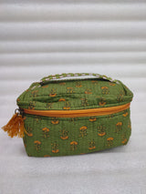 Handcrafted Quilted Makeup Organizer Bag | Cosmetic & Travel Vanity Case - 9x6.5x6.2 inches