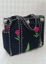 Handblock Printed Quilted Tote Bag with concealed zip ( 17x18x 6 inches)