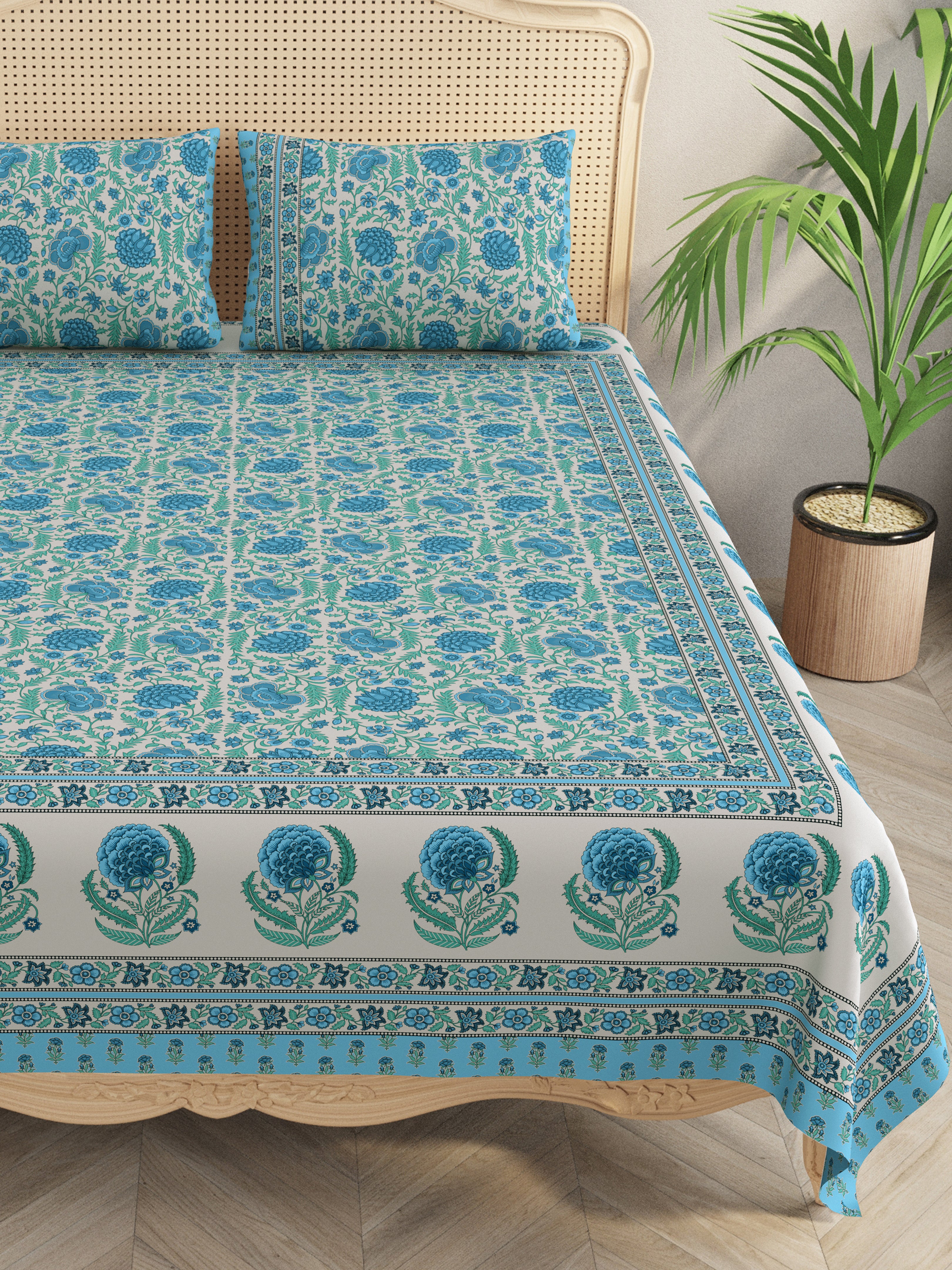 Double King Bedsheet with 2 Pillow Covers