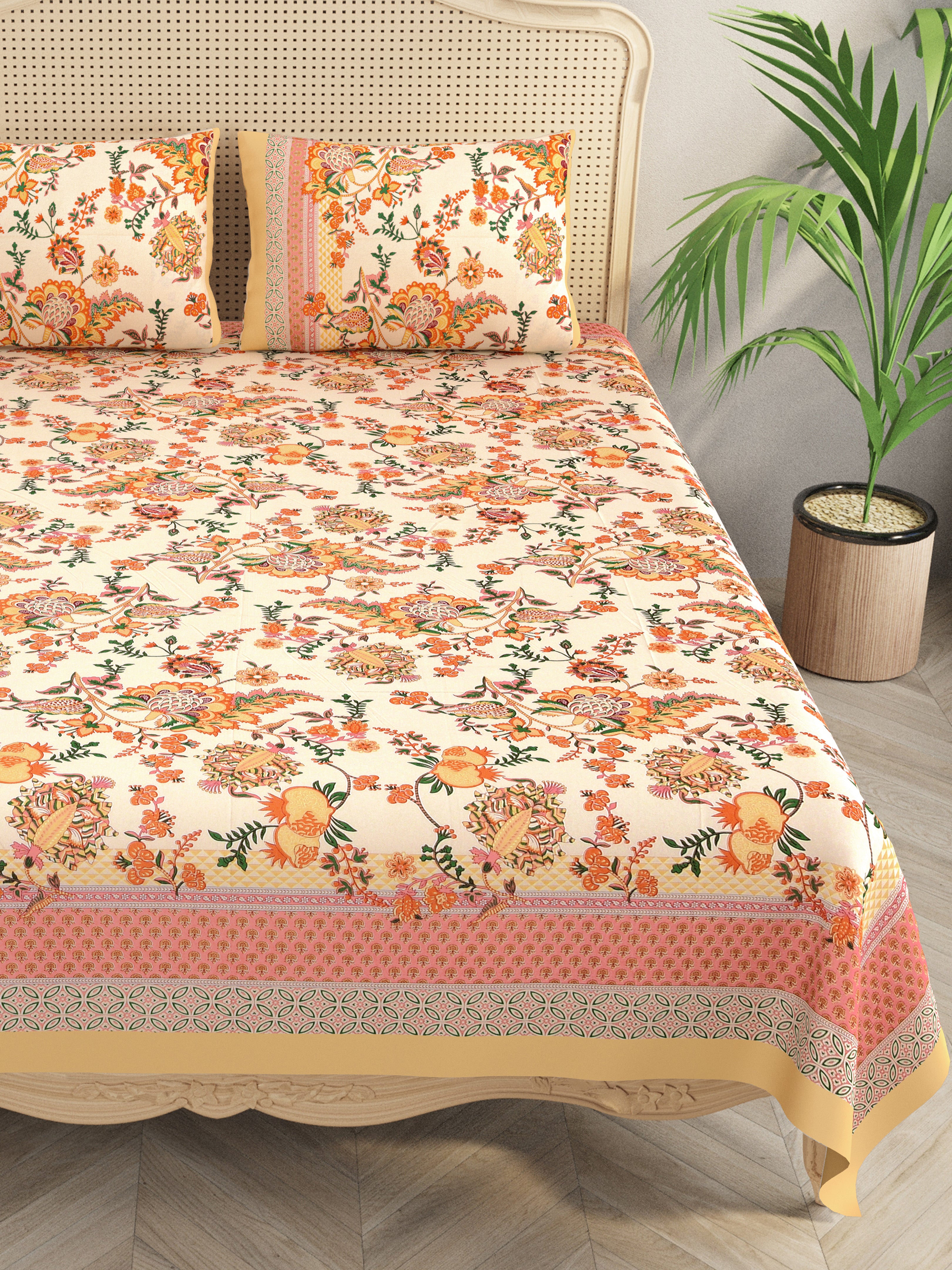 Double King Bedsheet with 2 Pillow Covers