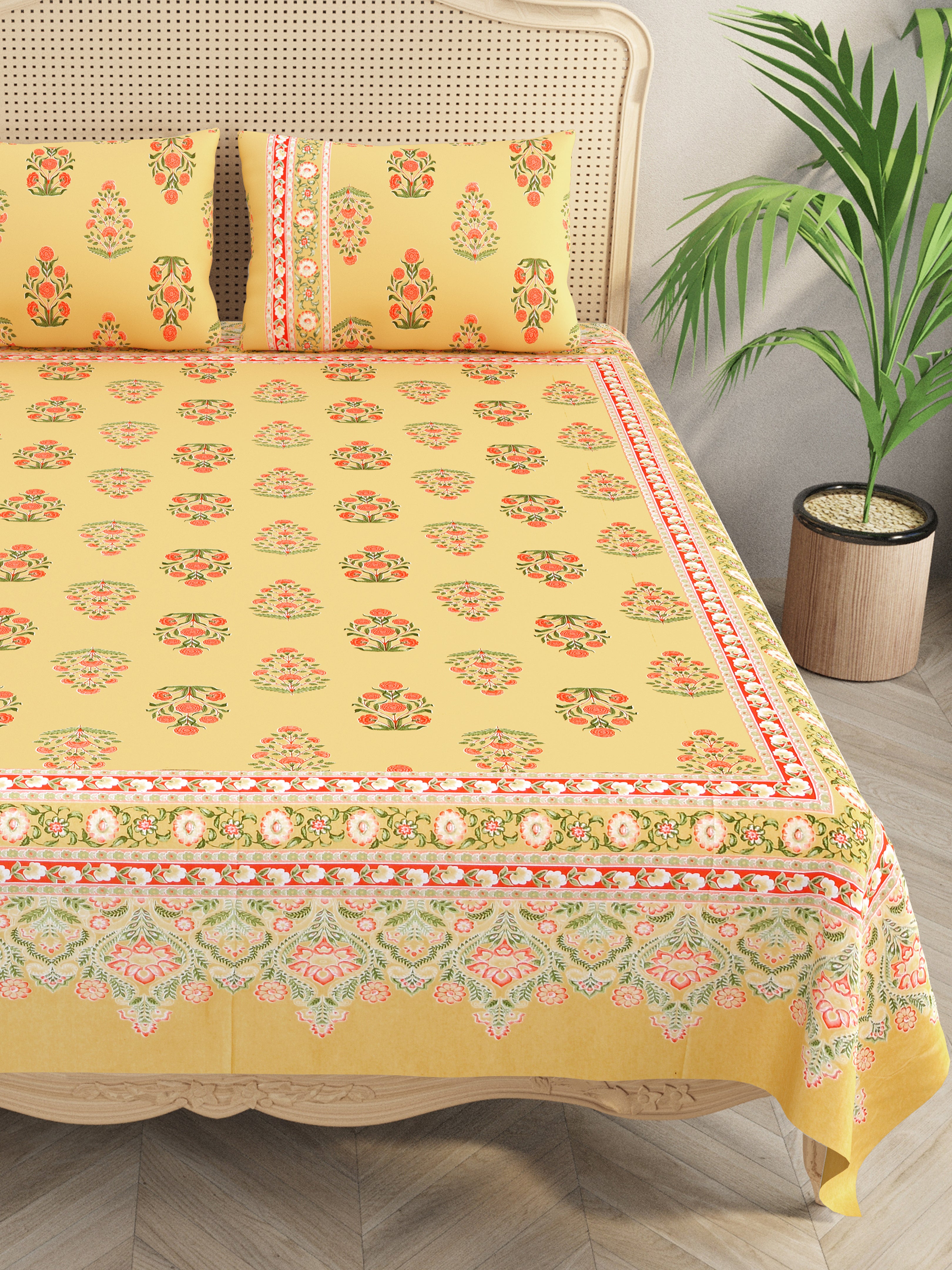 Double King Bedsheet with 2 Pillow Covers