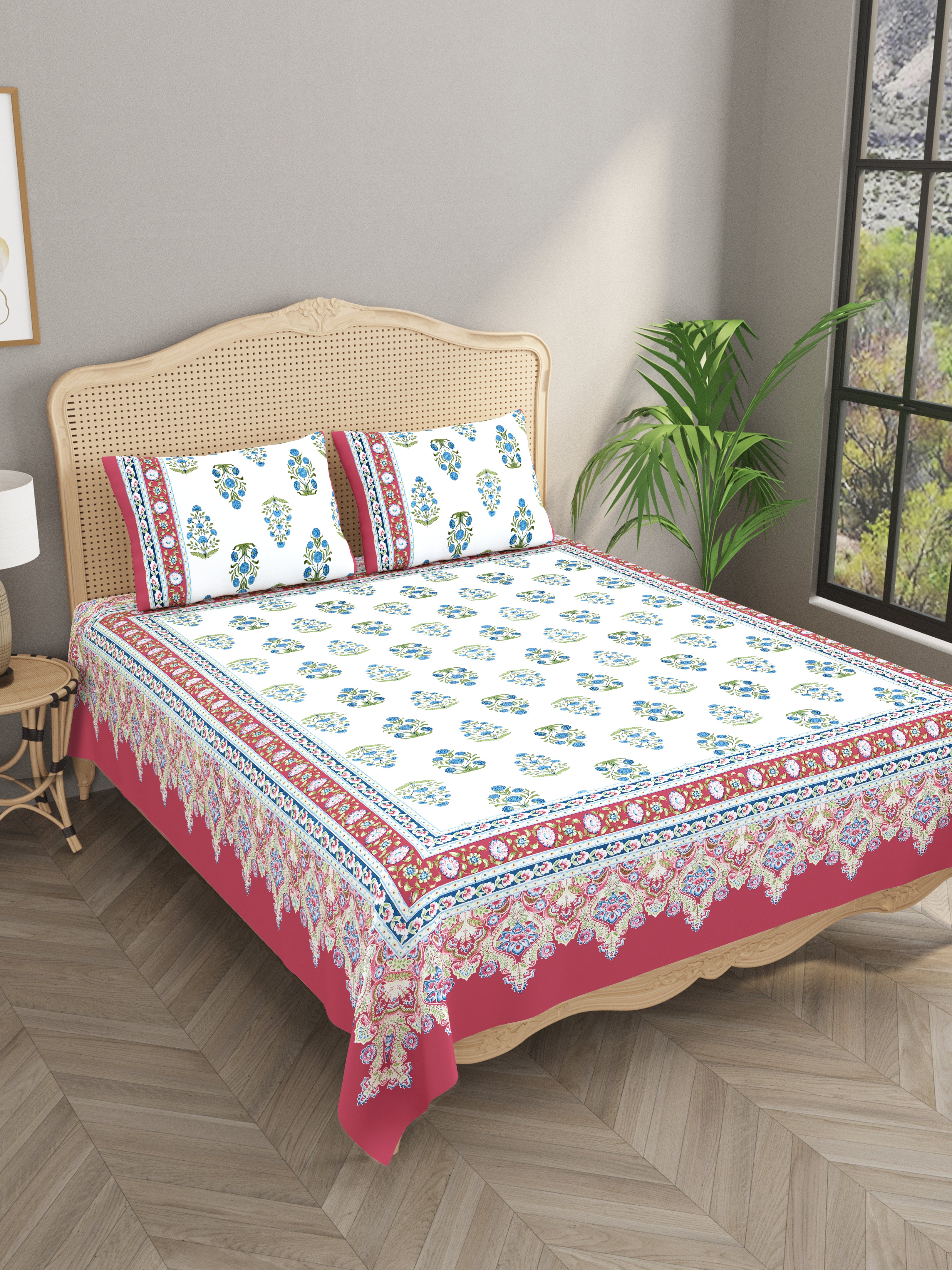 Double King Bedsheet with 2 Pillow Covers