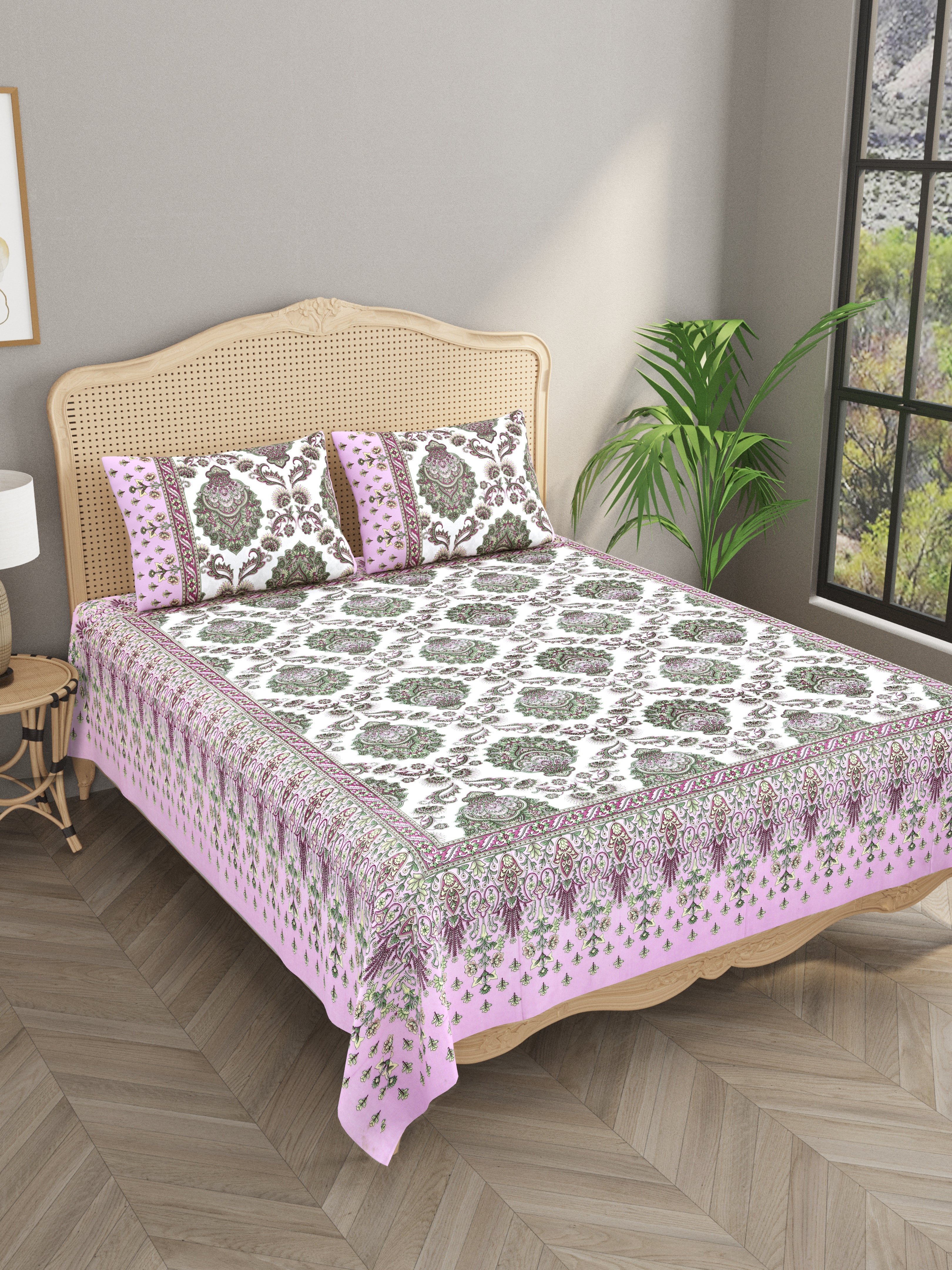 Double King Bedsheet with 2 Pillow Covers