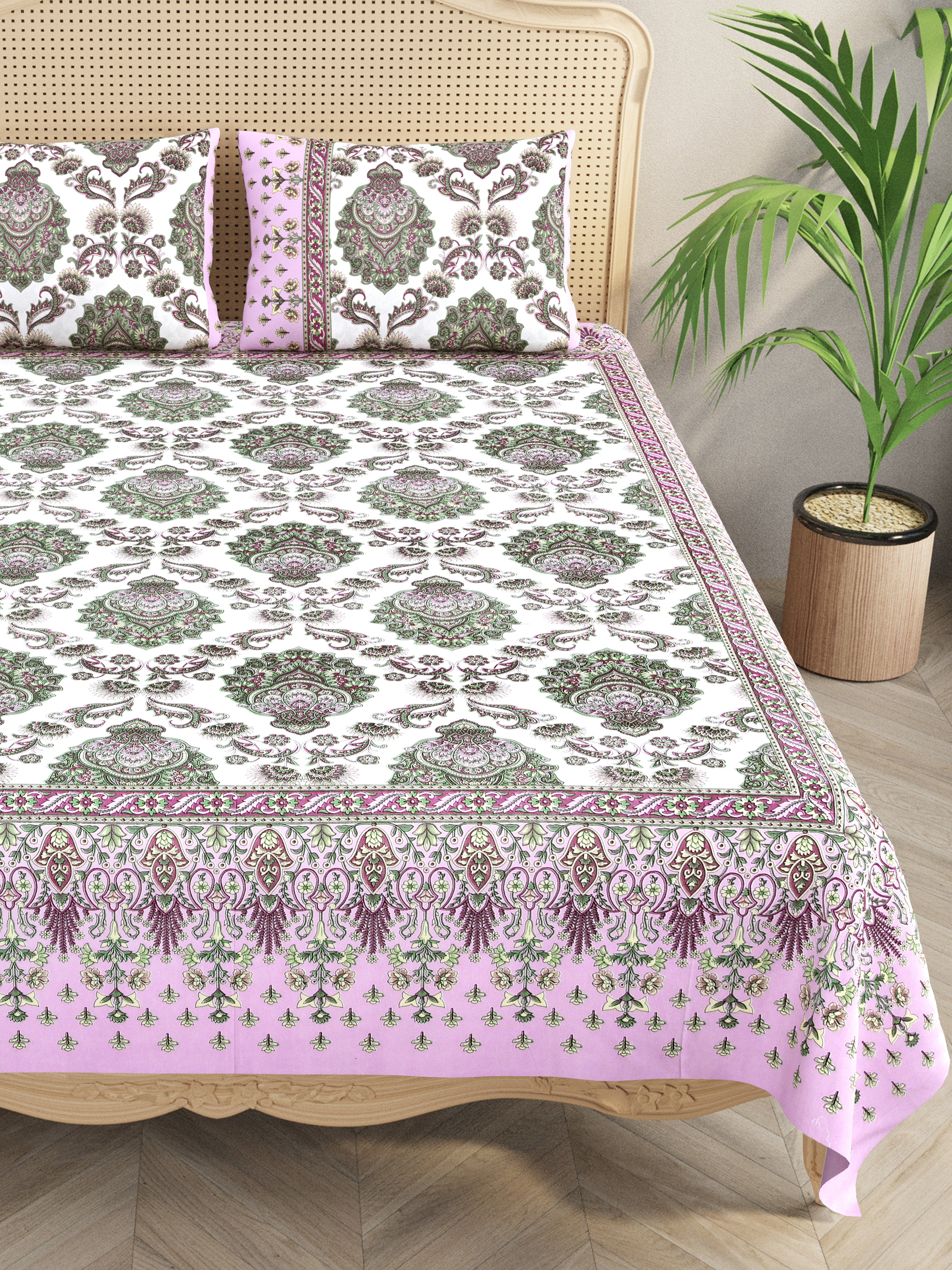 Double King Bedsheet with 2 Pillow Covers