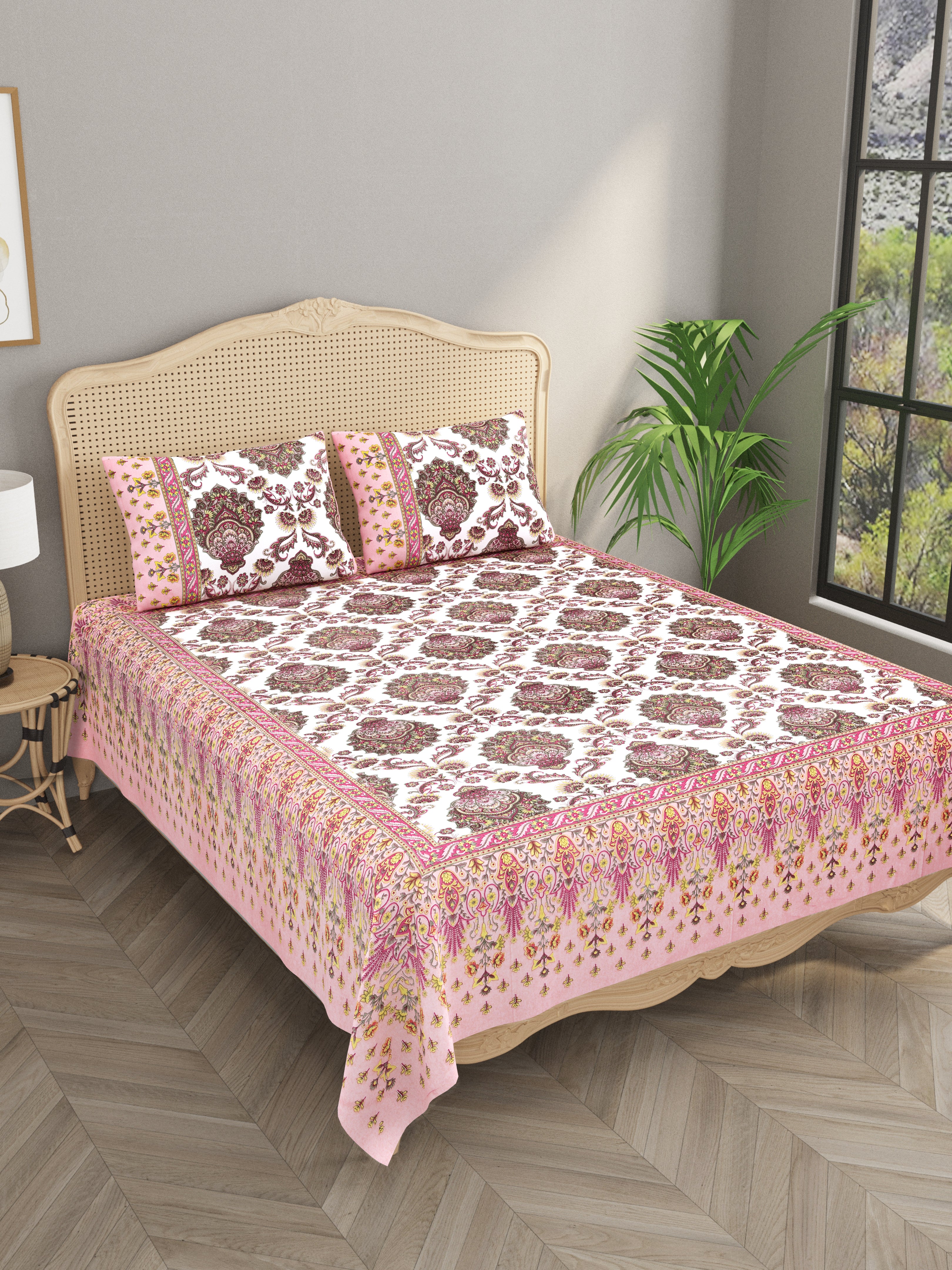 Double King Bedsheet with 2 Pillow Covers