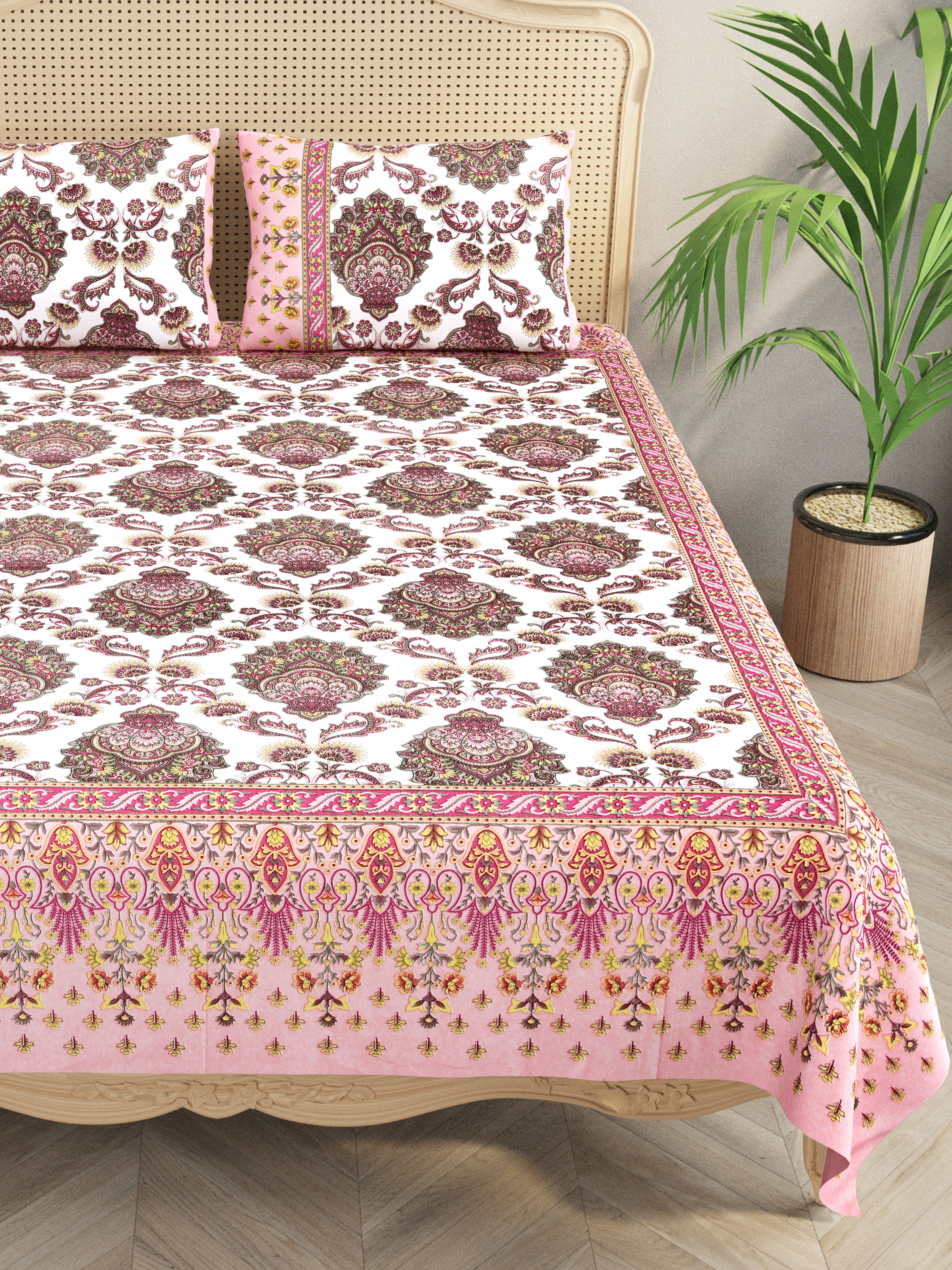 Double King Bedsheet with 2 Pillow Covers