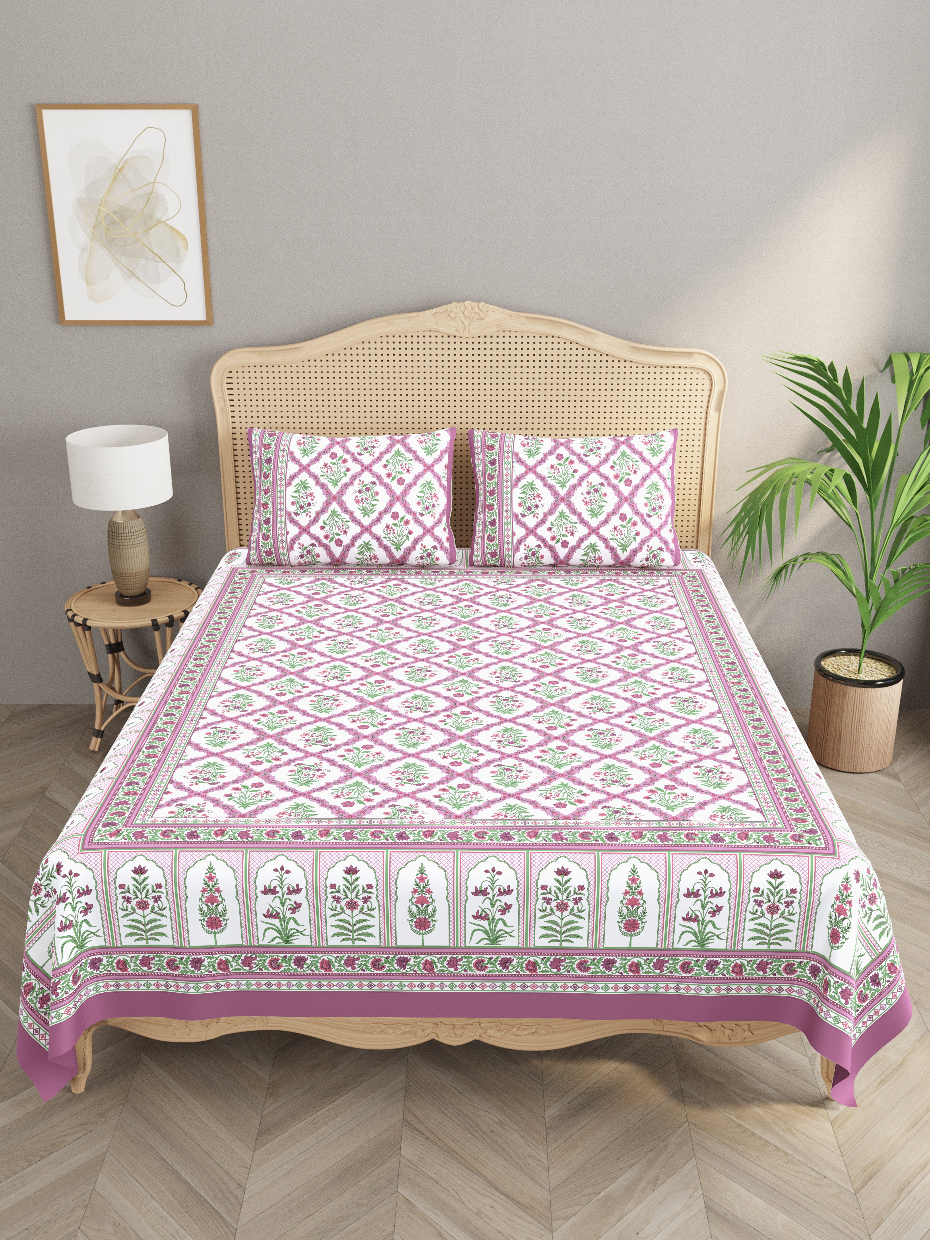 Double King Bedsheet with 2 Pillow Covers