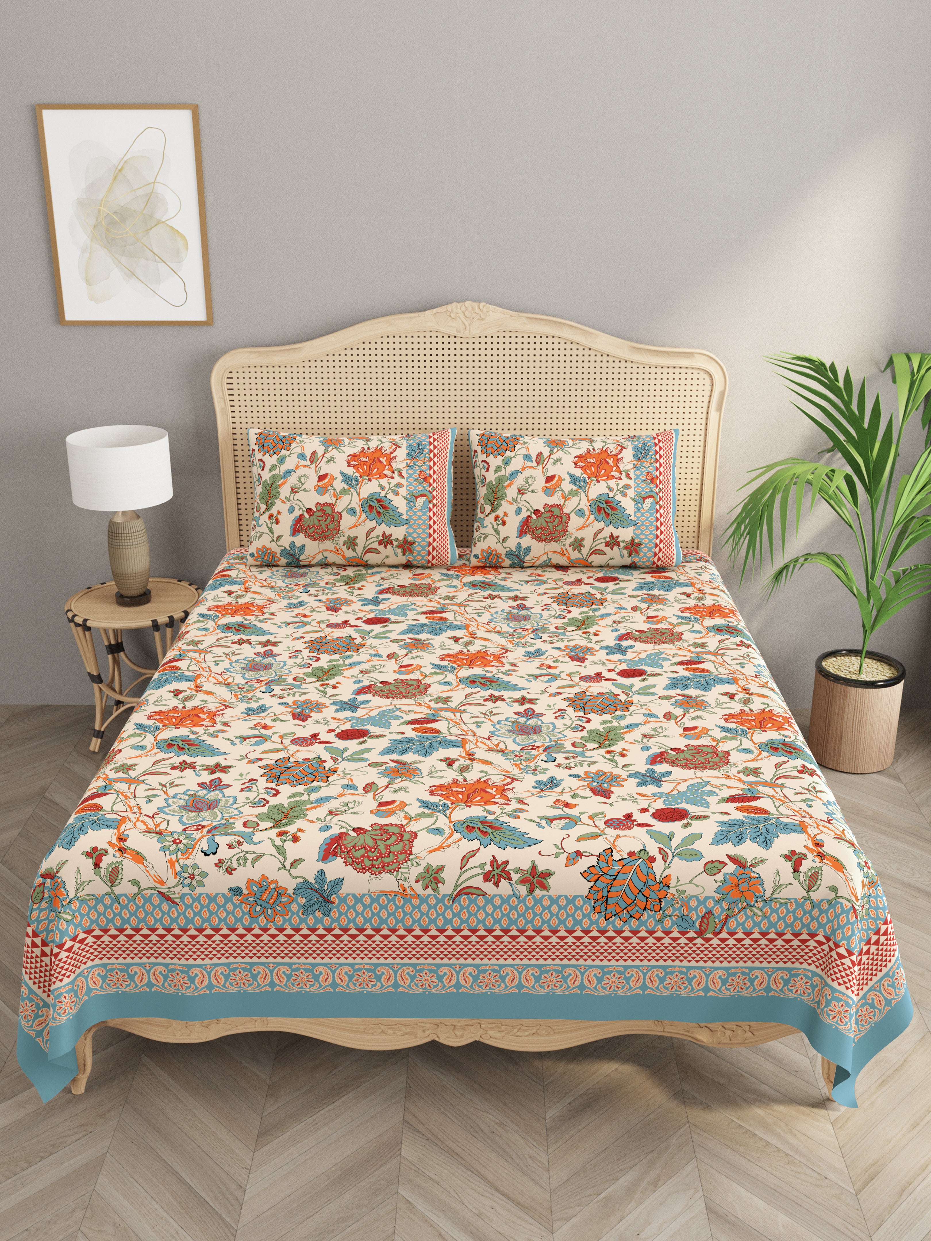 Double King Bedsheet with 2 Pillow Covers