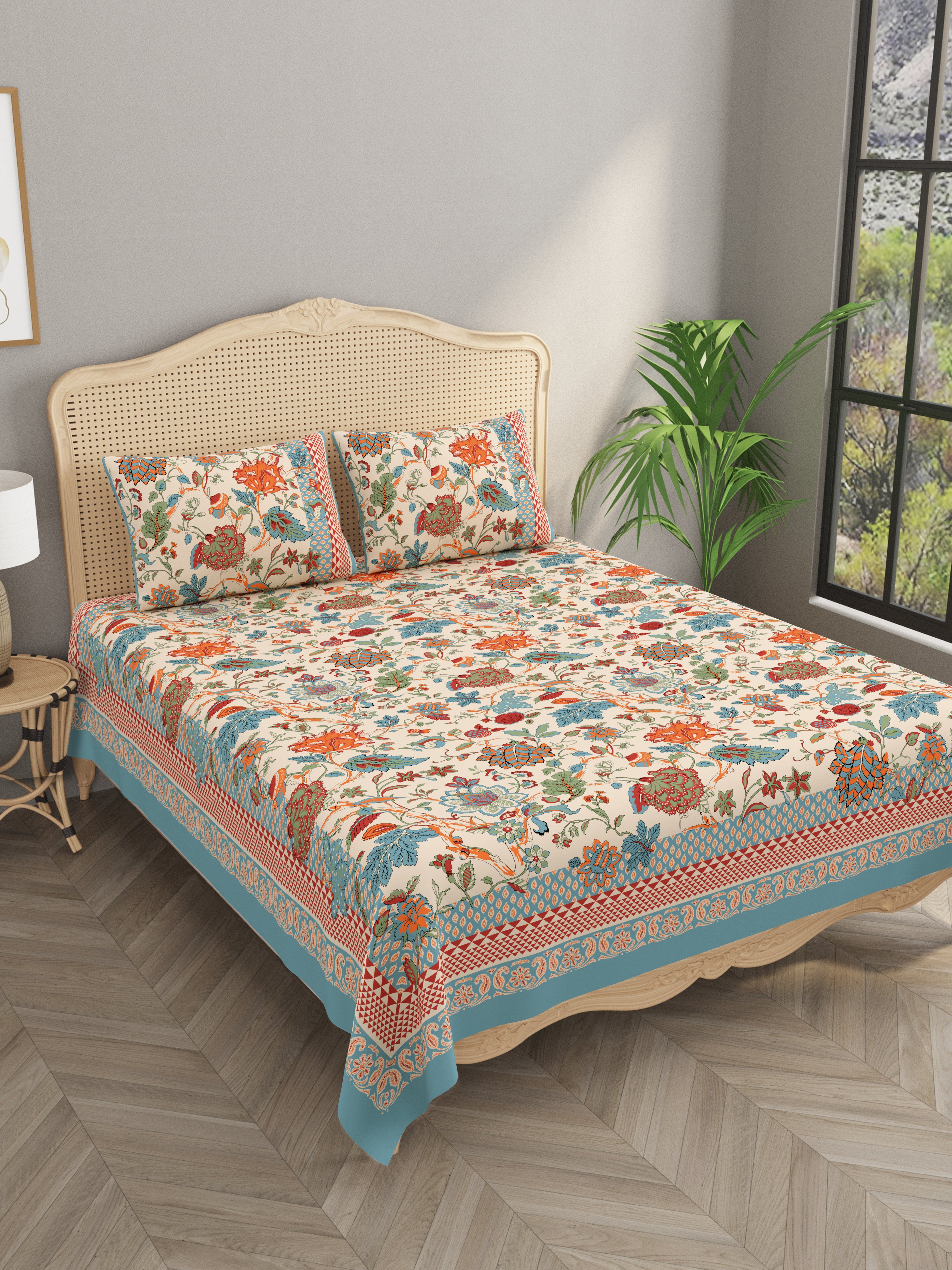 Double King Bedsheet with 2 Pillow Covers