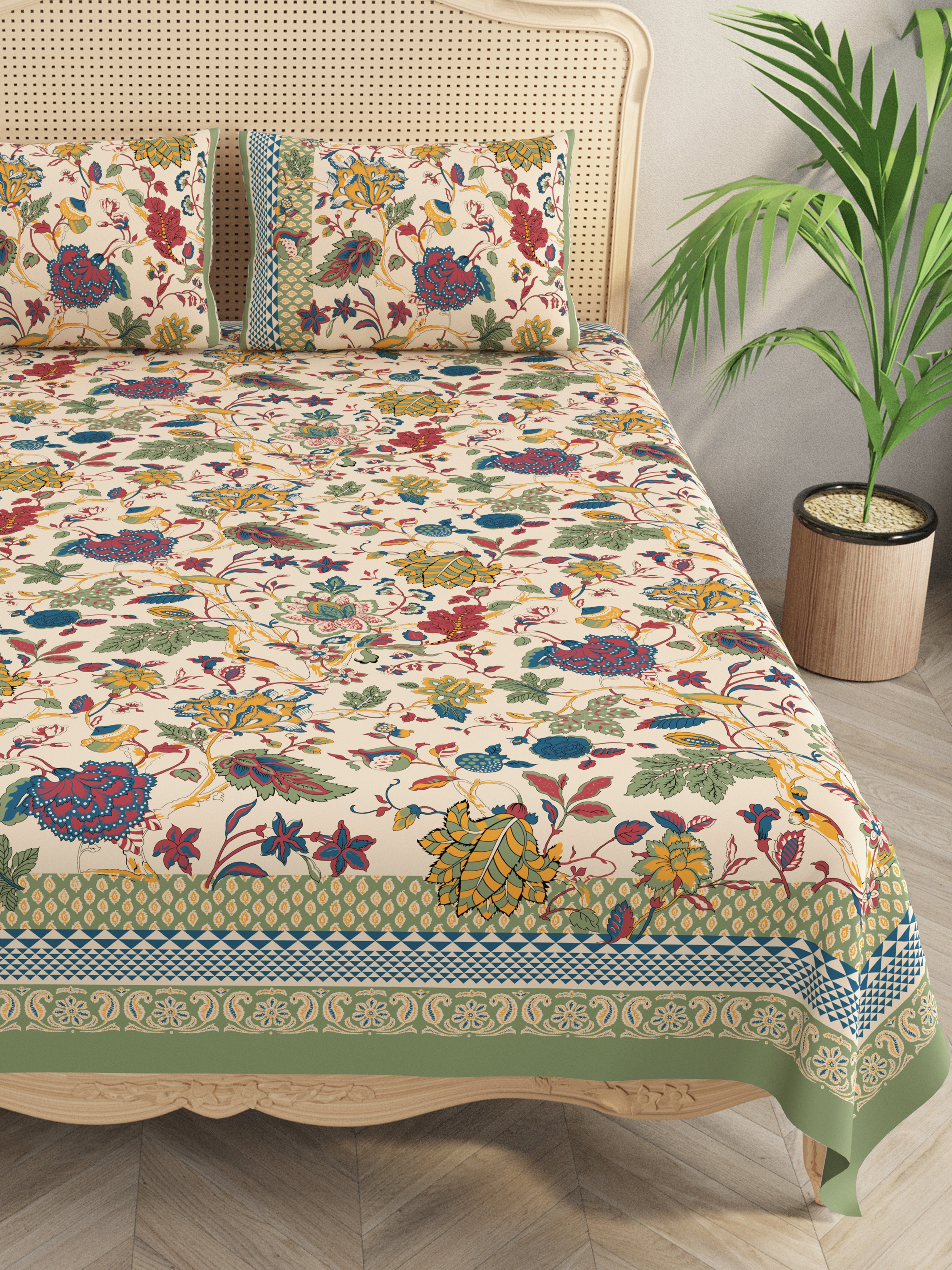 Double King Bedsheet with 2 Pillow Covers